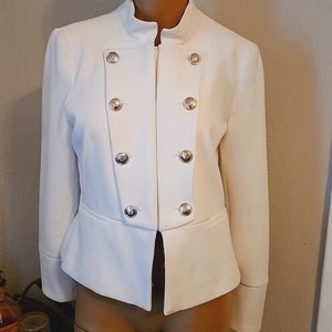Zara classic white military type jacket five snap button closure at front
